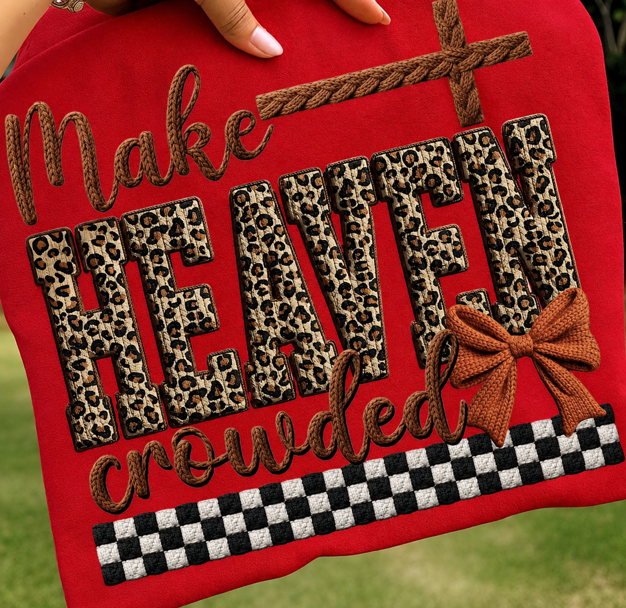 Latch Hook Yarn Faux Make Heaven Crowded Tee shirt