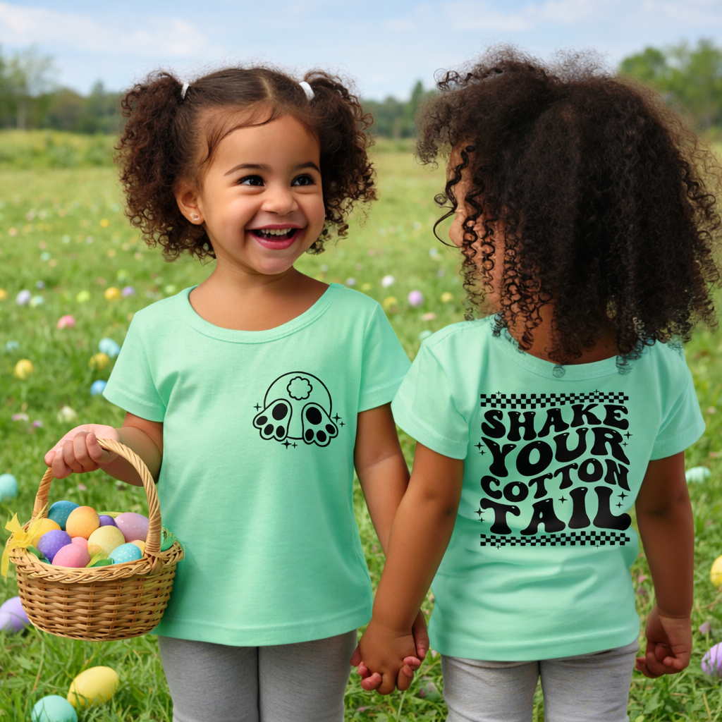 Shake your little cotton tail Single Color Screen Prints | Hot Peel One Color for T-Shirt and more / Christian Base , Easter