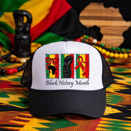 Brush Stroke Black History Month Hat DTF Print