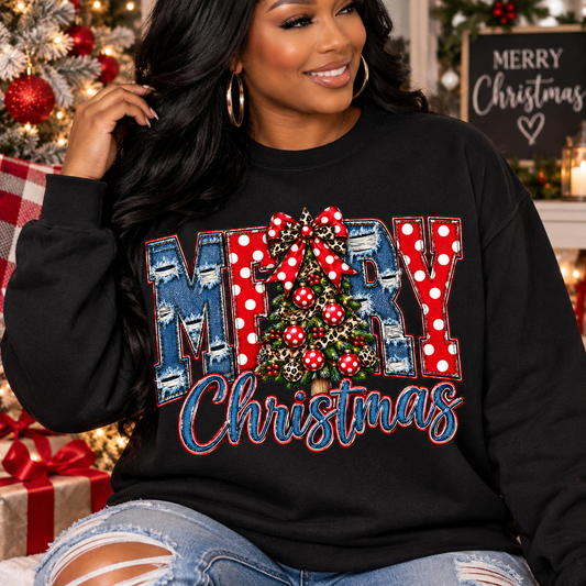 Denim Merry Christmas DTF Transfer