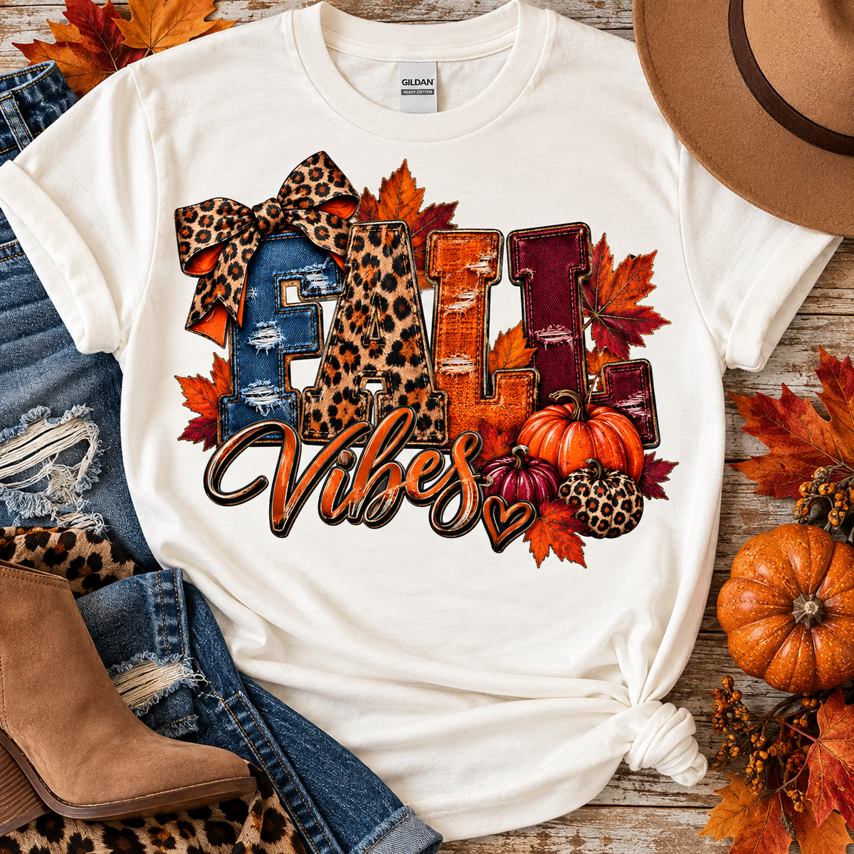 Denim Fall Vibes   DTF Transfer