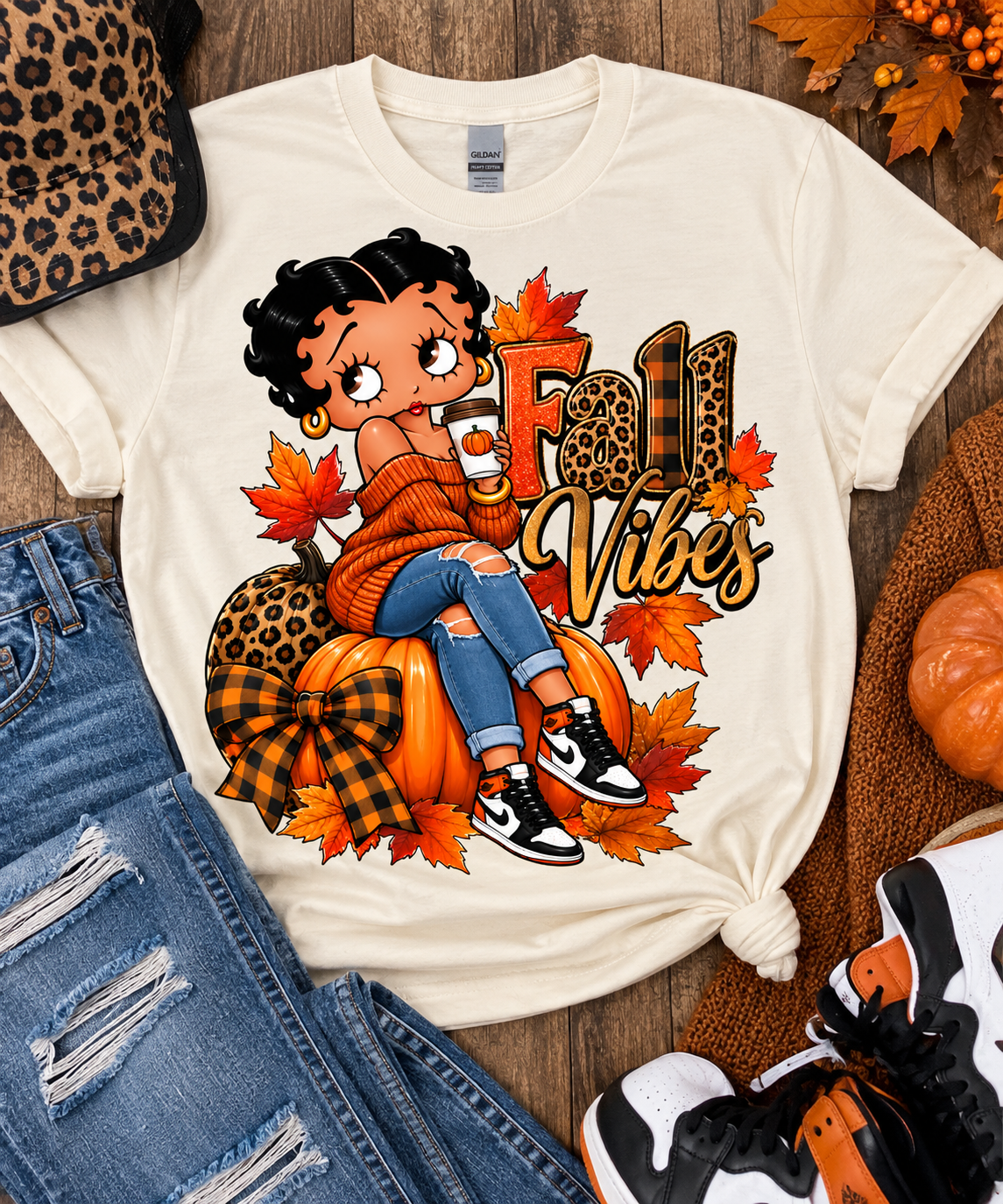 Denim Fall Vibes Betty   DTF Transfer