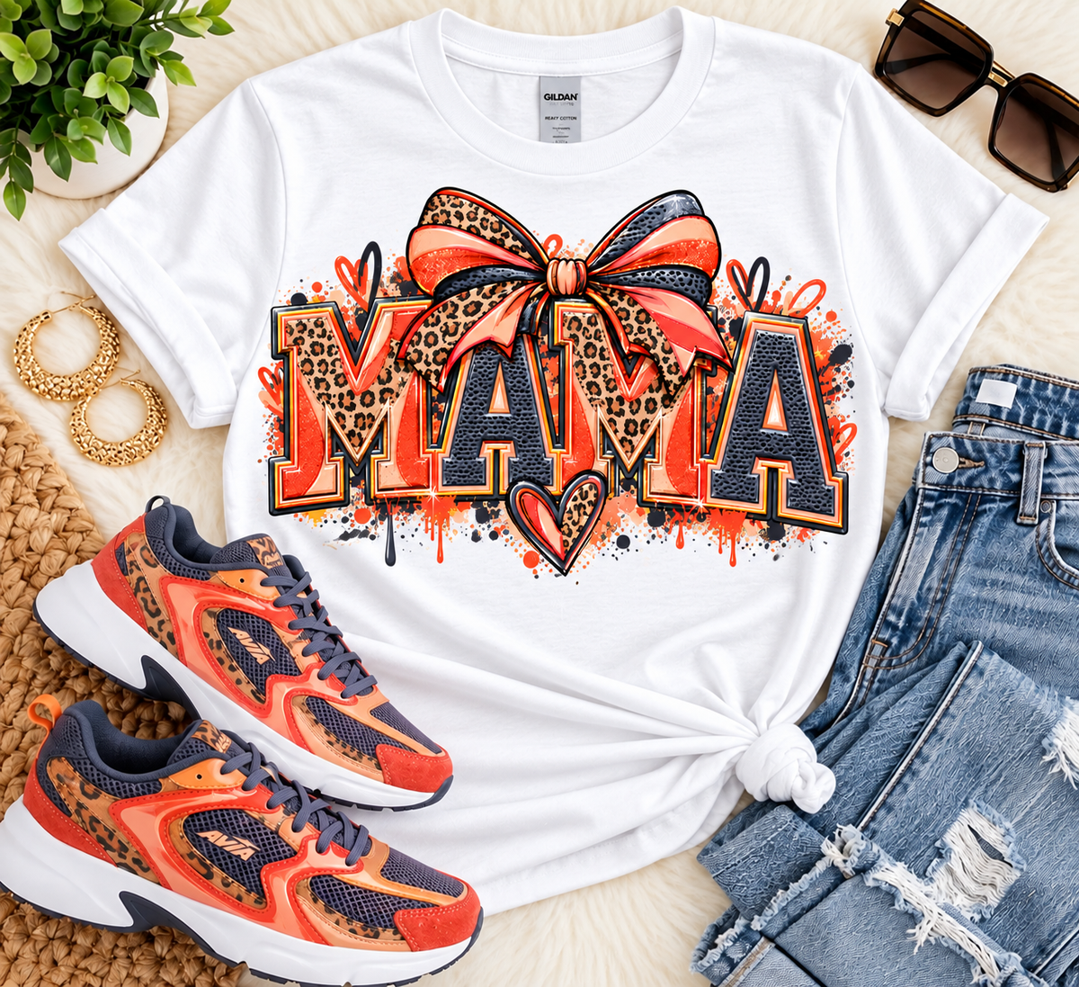 Leopard and Orange Mama  DTF  Transfer