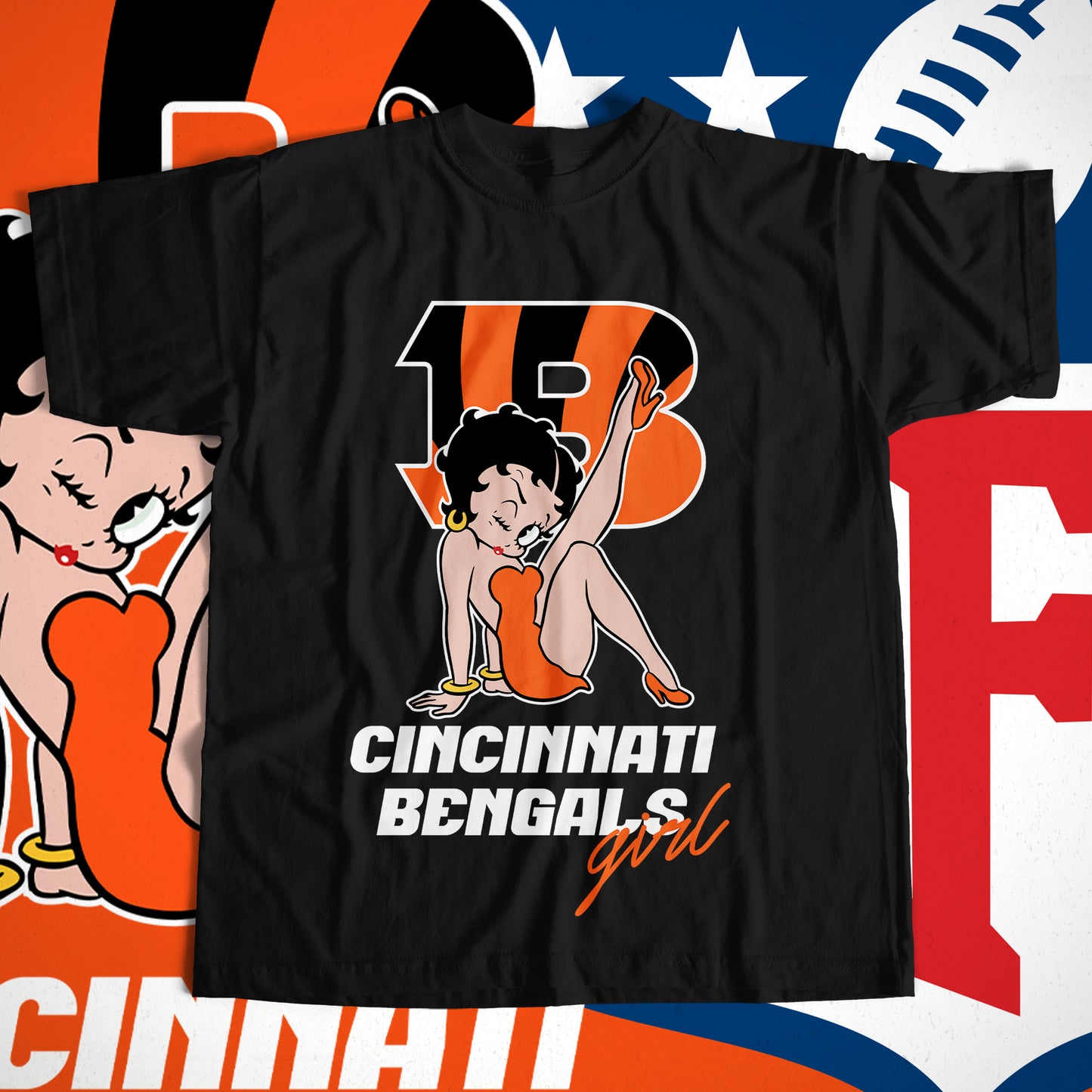 Betty Boop NFL Transfer Print Available in All Teams (All sizes Available)