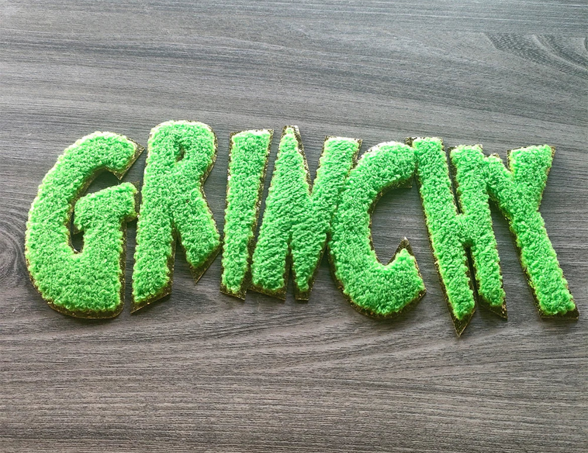 11 inch Green Grinchy Chenille Patches (This will ship out Nov. 8th)