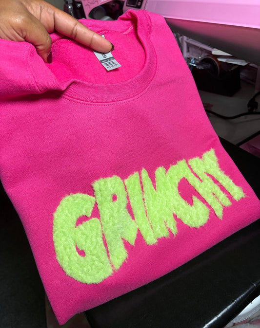 Grinchy Chenille Patch | Fuzzy Patch for Jackets, Bags & Hats