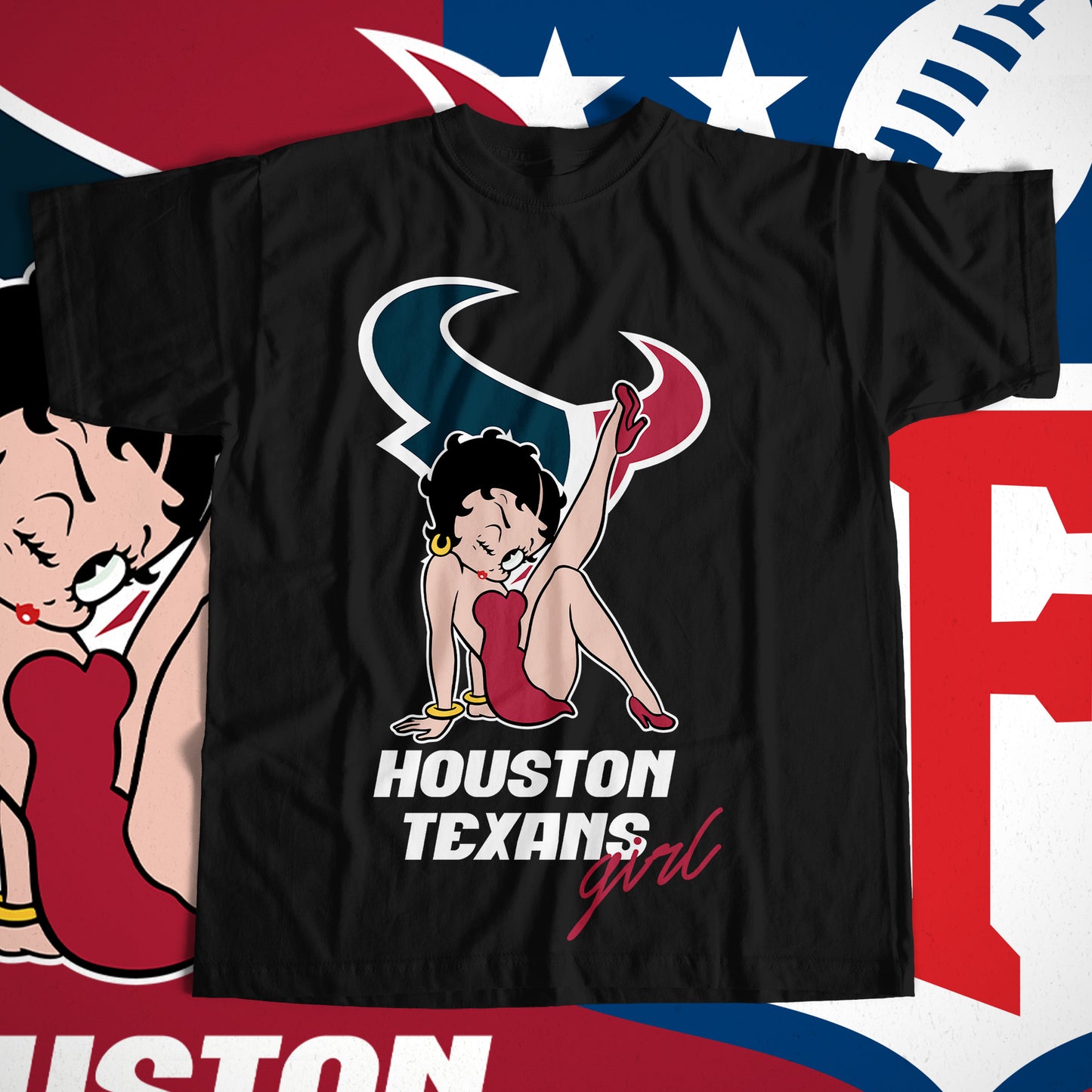 Betty Boop NFL Transfer Print Available in All Teams (All sizes Available)