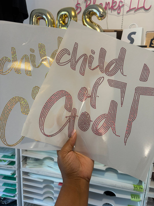 11 inch Child of God Spangle Transfer, Heat Transfer
