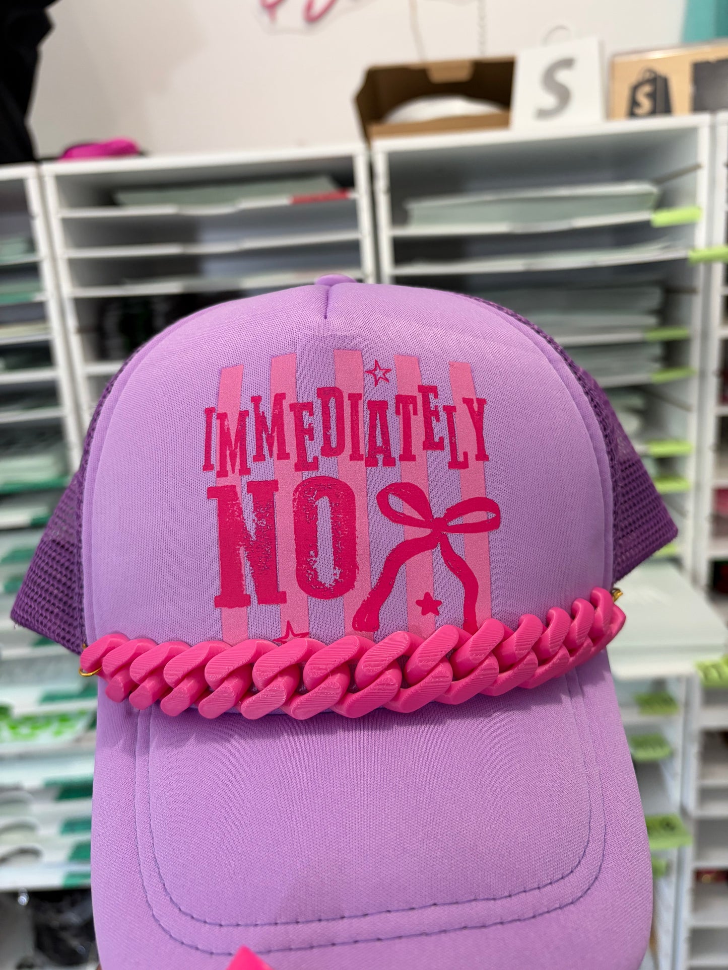Hot Pink Trucker Hat Chains, Junk Hat/ Junk Socks With Gold  Lobster Claw