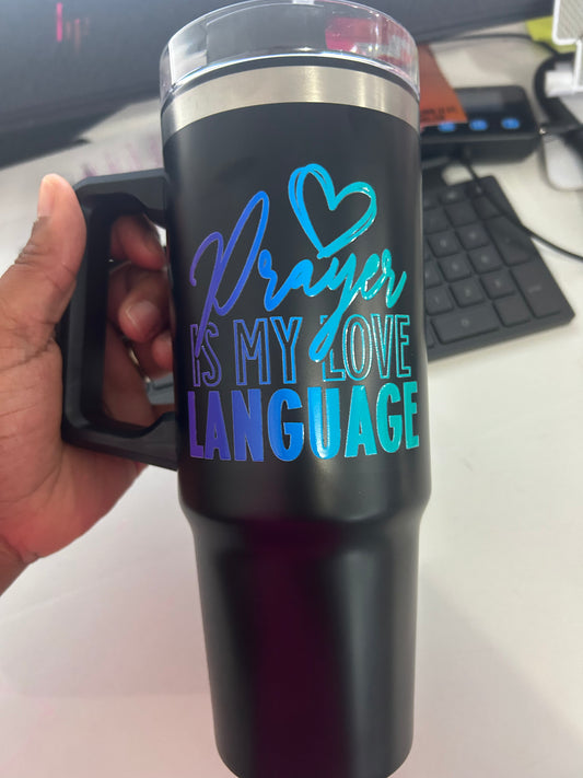 Blue and purple Prayer is my Love Language UV Decal