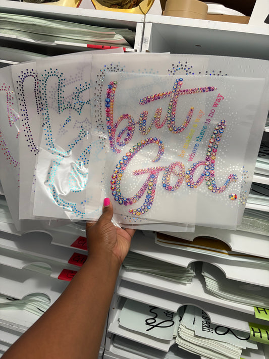 But God DTF & Spangle outline Transfer, Heat Transfer