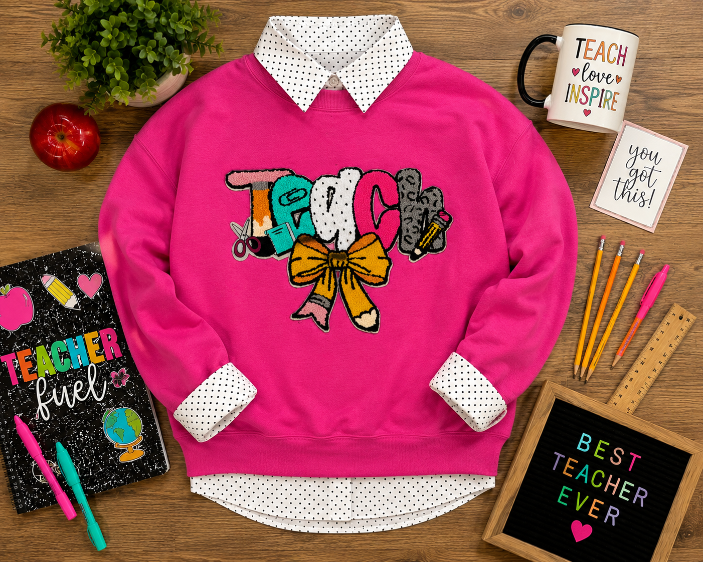 Teach Embriodery  Patch Sweatshirt