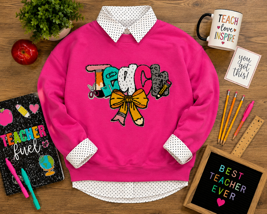 Teach Embriodery  Patch Sweatshirt