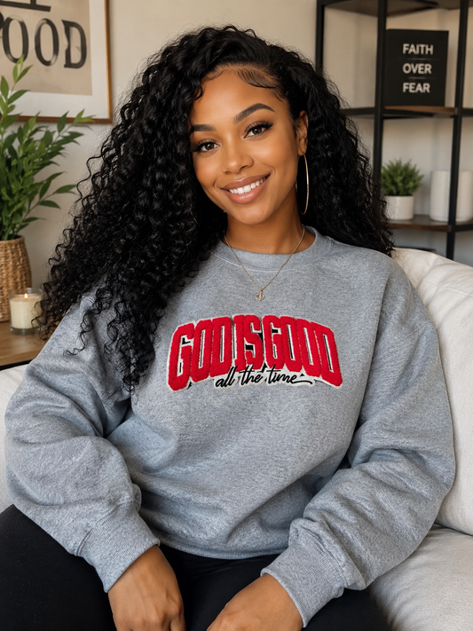 God is Good Embriodery  Patch Sweatshirt