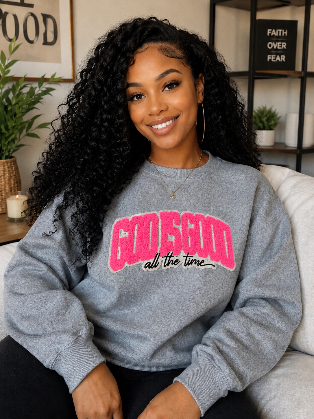 God is Good Embriodery  Patch Sweatshirt