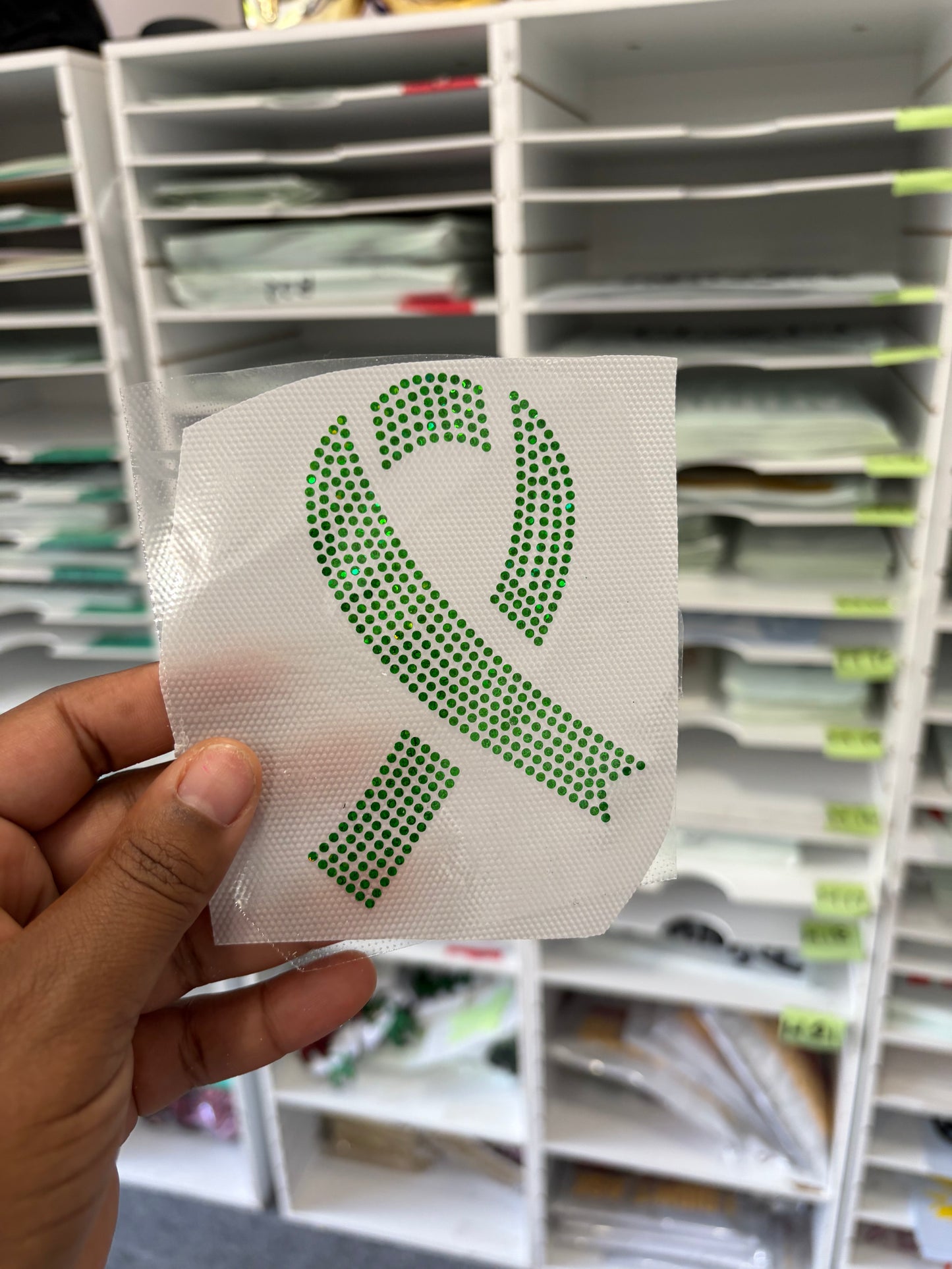 3 inch Cancer Ribbon  Spangle Transfers