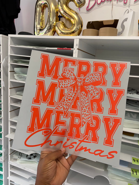 Merry Merry Christmas DTF Transfer 11 inch