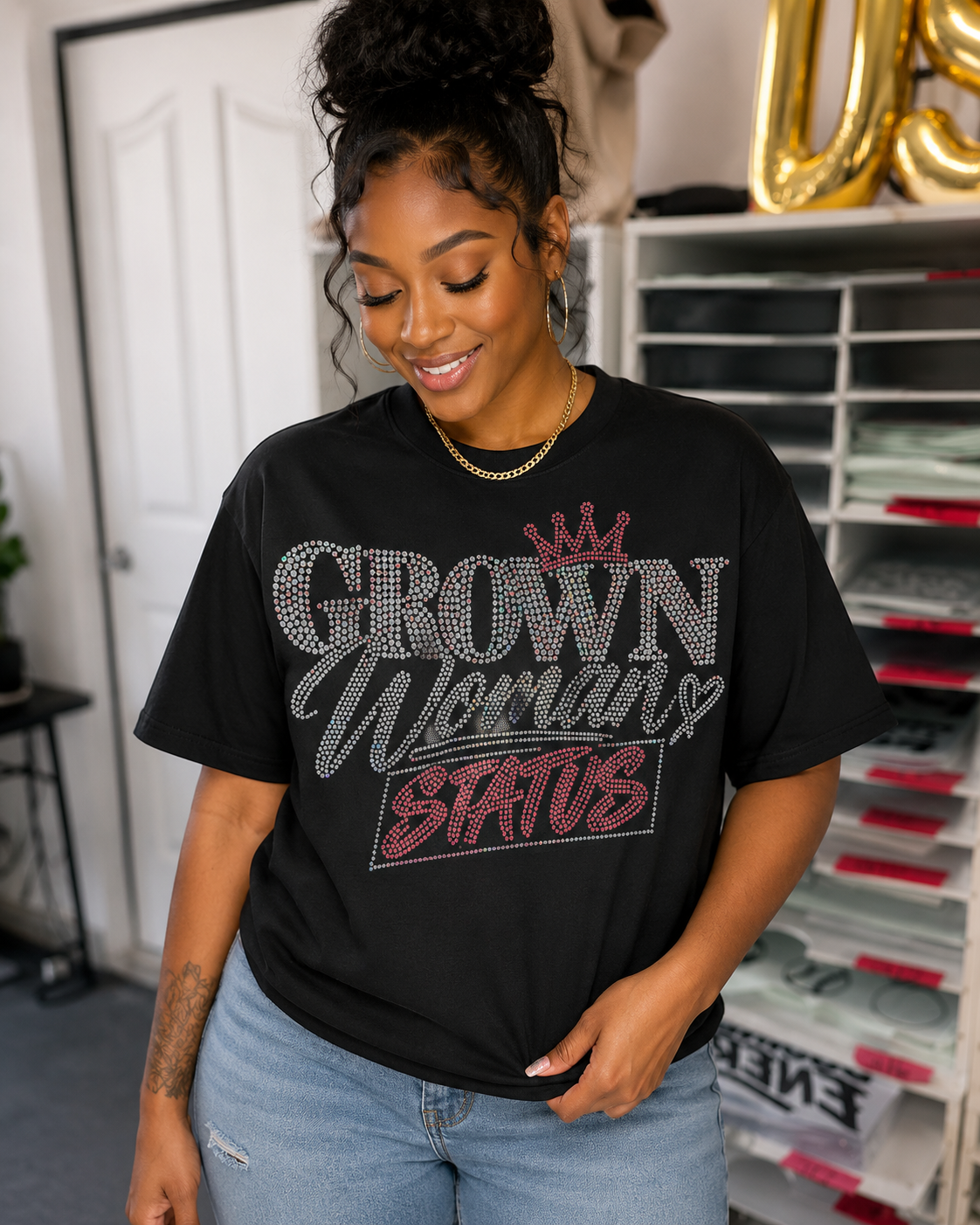 Grown Woman Status  Spangle Transfer, Heat Transfer