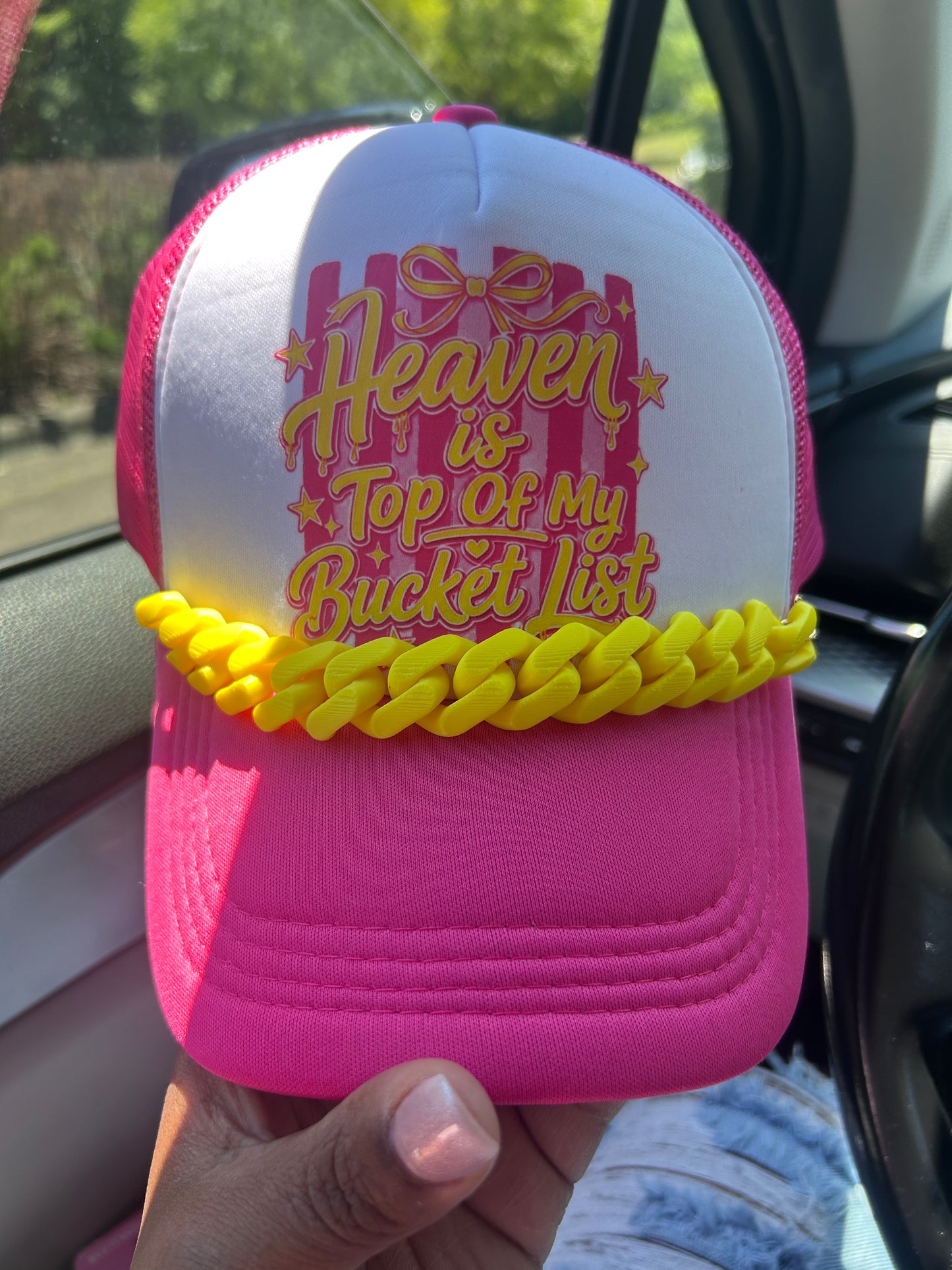 Heaven is Top of my Bucket List  Trucker Hat with Chain