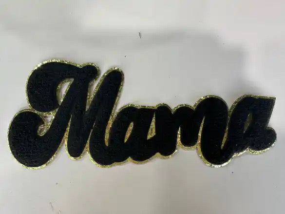 11 inch Black and Gold Mama Chenille Patches (This will ship out Nov. 8th)