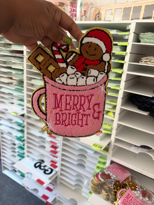 Gingerbread Cocoa Joy 9 inch Chenille Patches