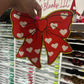 RED BOW WITH HEART CHENILLE PATHCES