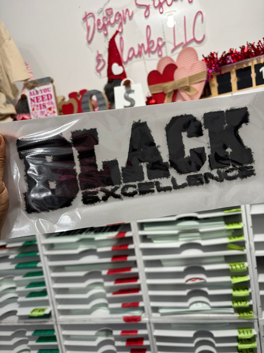 Black Excellence Fuzzy Patch | Chenille Style Statement Patch