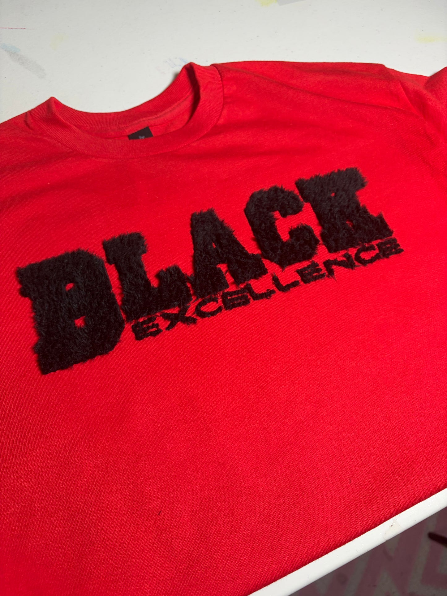 Black Excellence Fuzzy Patch | Chenille Style Statement Patch