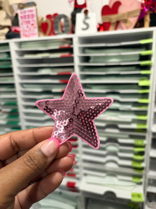 Light Pink Star  Custom Embroidered Hat Patches for Trucker Hats | Iron On