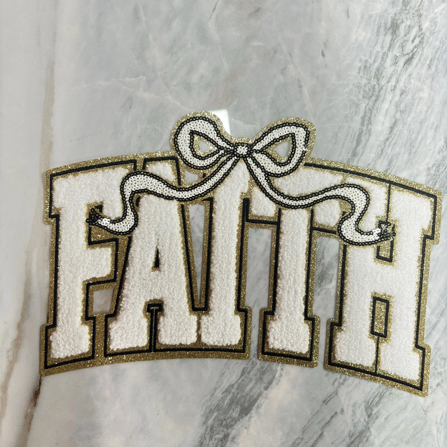 White FAITH with White BOW Patch