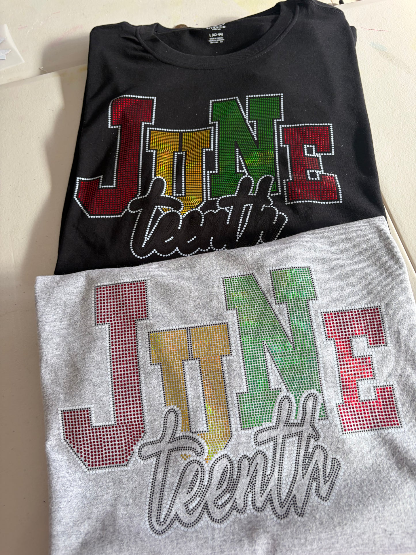 June Tenth Spangle Transfer, Heat Transfer, Juneteenth Transfer, Juneteenth Shirt Design, History Bling Transfer