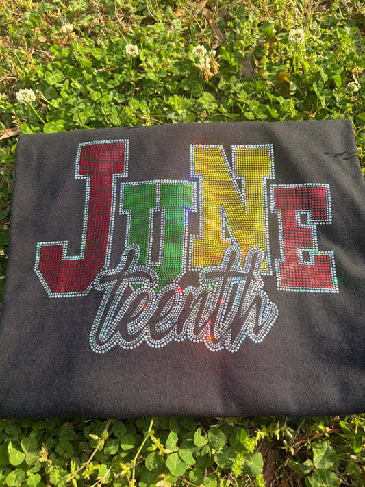 Silver Trimming June Tenth Spangle Transfer, Heat Transfer, Juneteenth Transfer, Juneteenth Shirt Design, History Bling Transfer