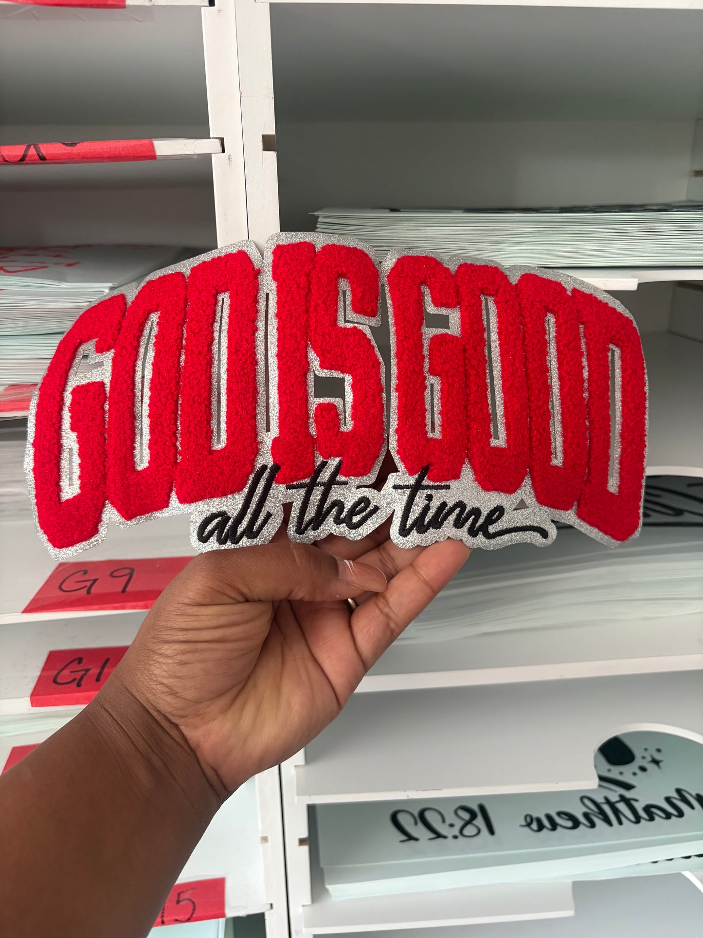 Red God is Good Chenille  Patch   | , Embroidered Patch