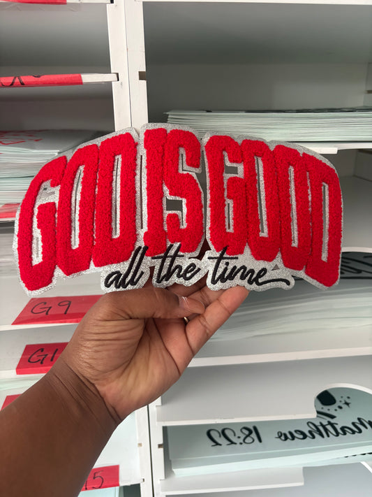 Red God is Good Chenille  Patch   | , Embroidered Patch