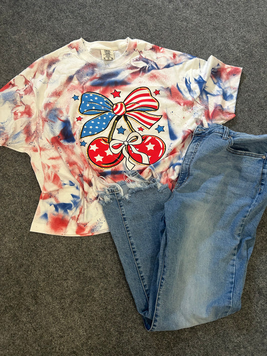 Patriotic Cherry Tye Dye Shirt