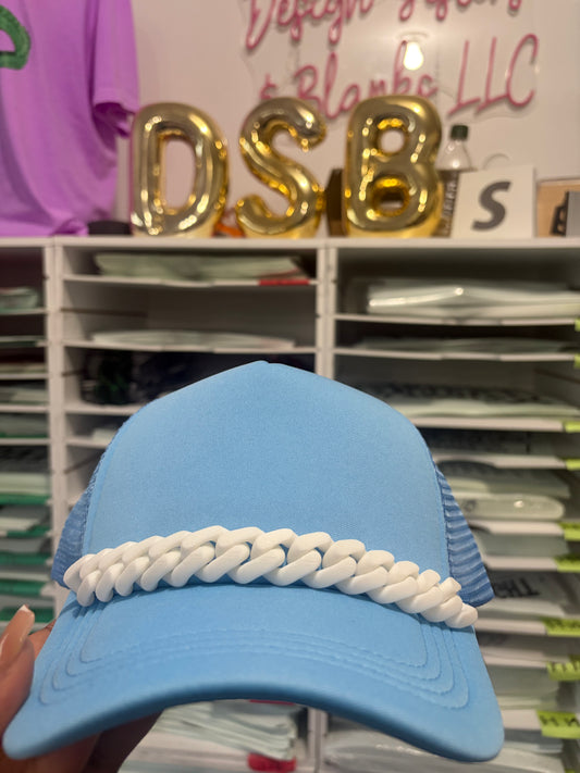 White Trucker Hat Chains, Junk Hat/ Junk Socks With Gold  Lobster Claw