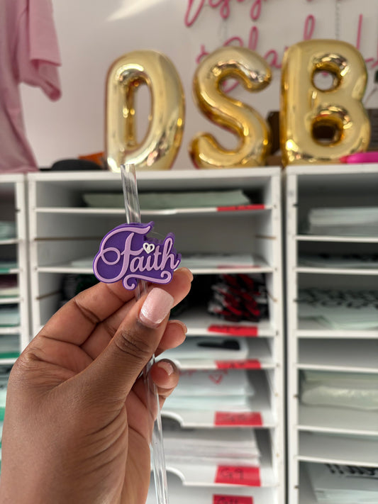 Dark Purple and Light Purple  Faith  Straw Topper