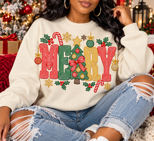 Preppy  Merry Christmas. DTF  Transfer
