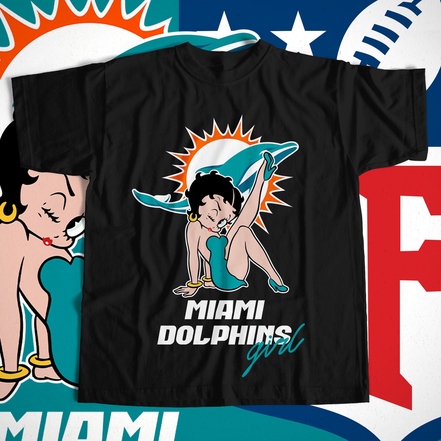 Betty Boop NFL Transfer Print Available in All Teams (All sizes Available)