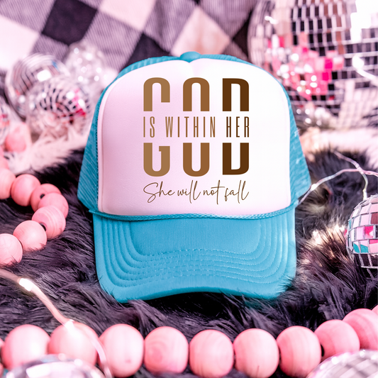 God is With Her She will not Fall Hat Transfers