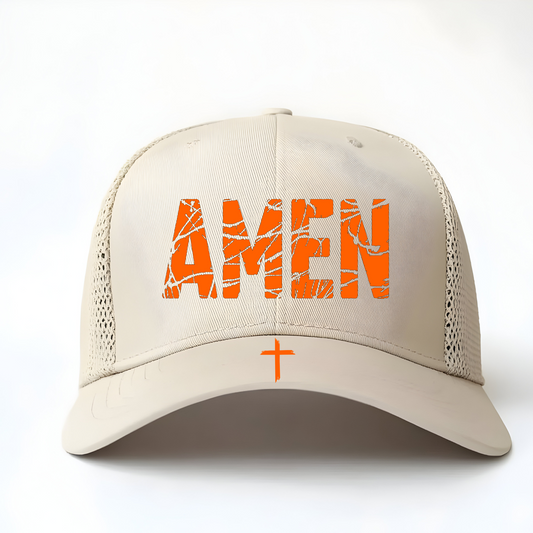 Amen with Cross  3 inch Hat Transfers