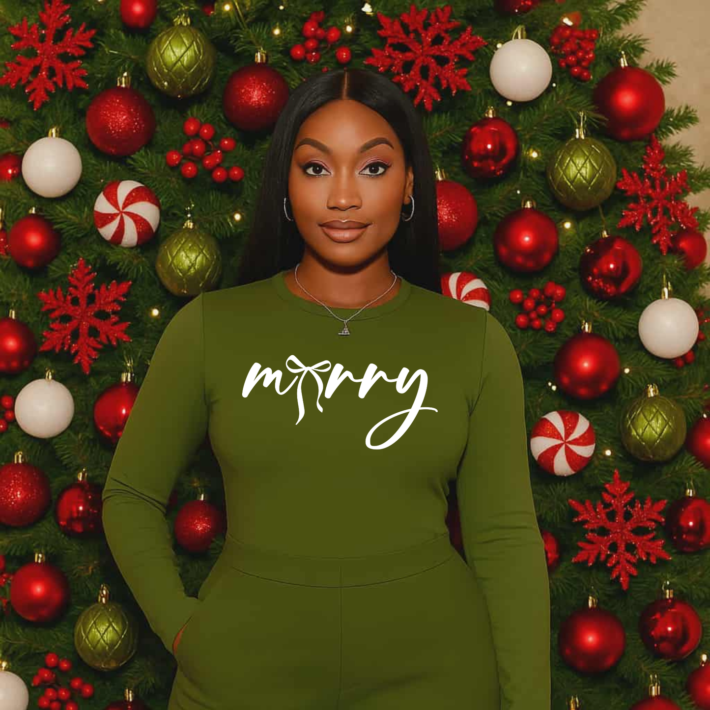 Merry Christmas with Bow Screen Print