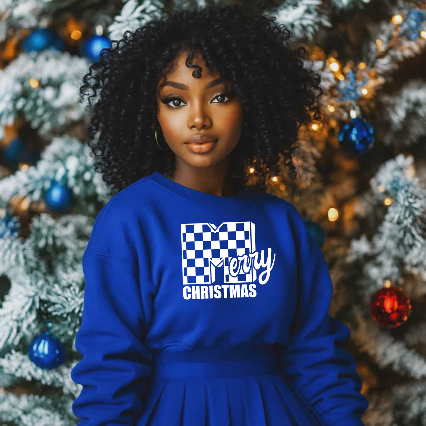 Checkered Merry Christmas Screen Print