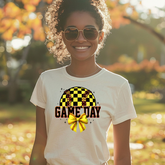 Game Day with Yellow Bow DTF TRANSFER