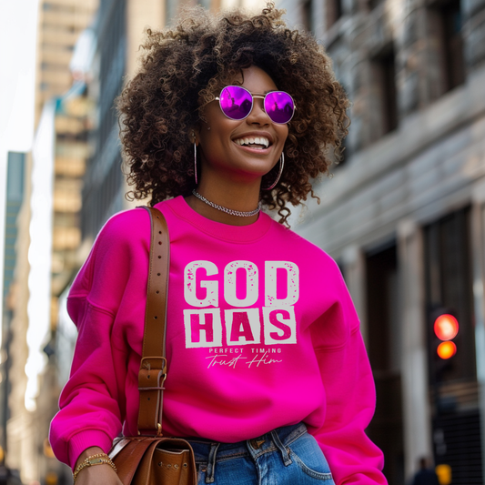 Silver God has Perfect Timing Trust Him Single Color Screen Prints | Hot Peel One Color for T-Shirt and more / Christian Base
