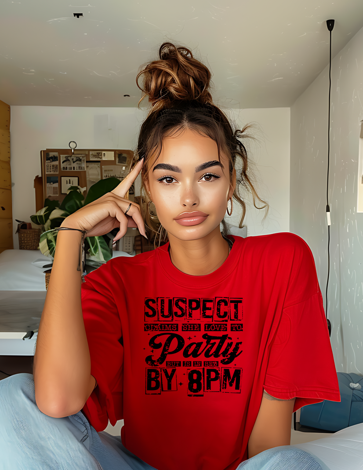 Suspect Ready for Party in bed by 8:00 pm Screen Print