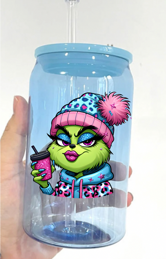 Grinch Girl Blue Leopard Hat / Jacket UV Decals