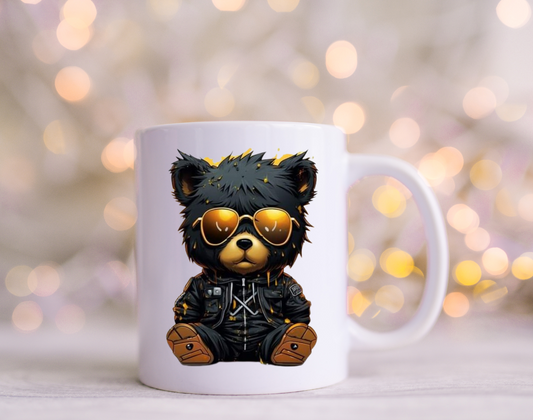 Black Bear with Gold Glasses Decal