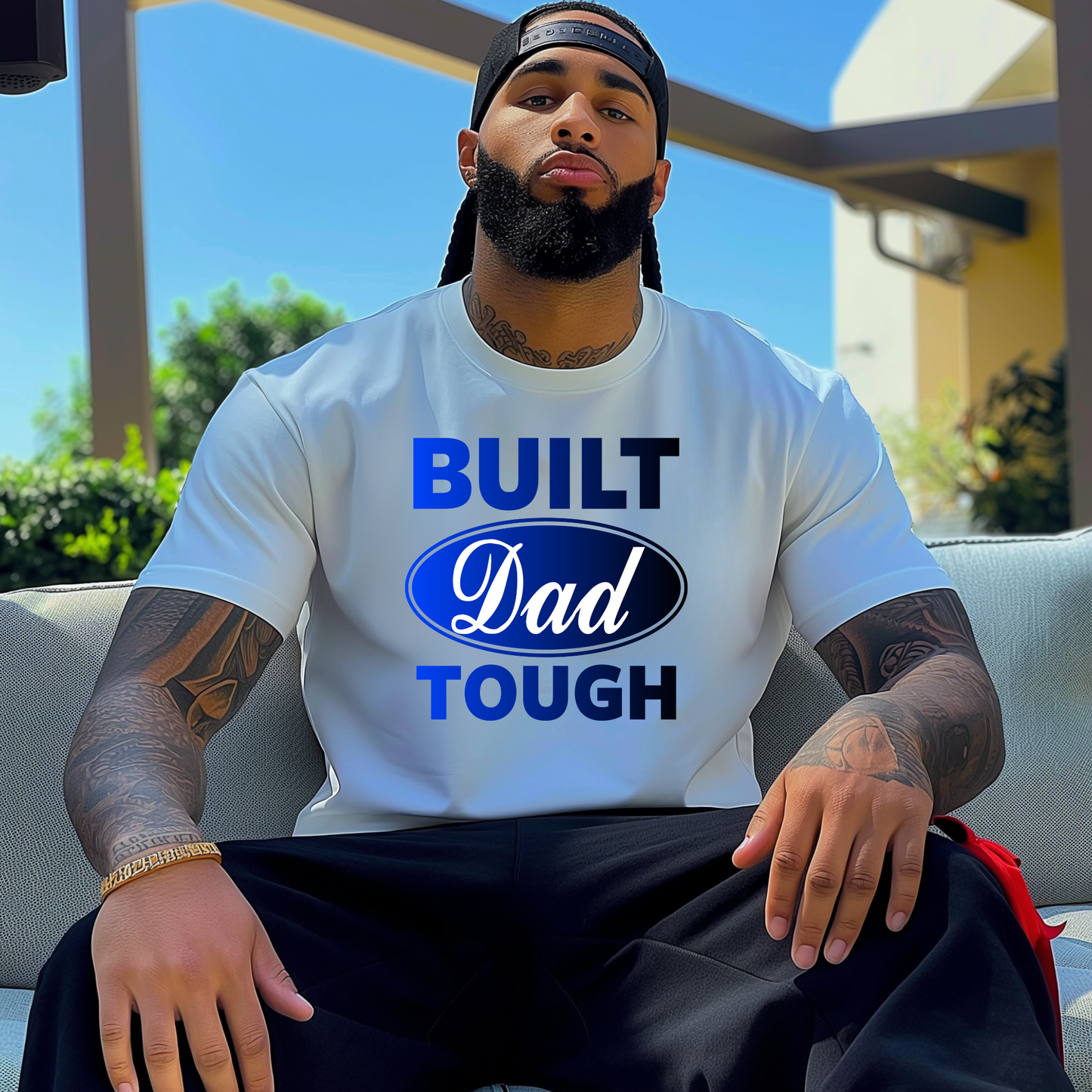 Blue Built Dad Tough DTF TRANSFER