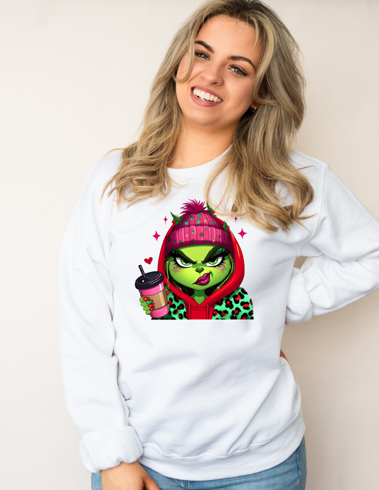 Grinch Girl Pink Hat / Cup DTF Transfer